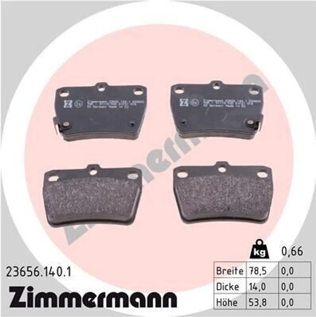 Plaquettes de frein anti-bruit pour RAV 4 II A2 - Zimmermann 23656.140