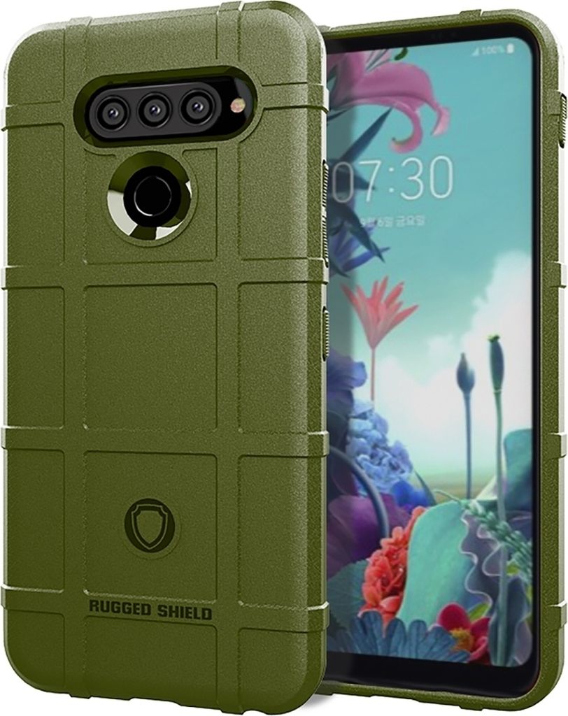Mobigear Rugged Shield LG K51s Hülle Flexibles TPU Backcover Stoßfest - Grün