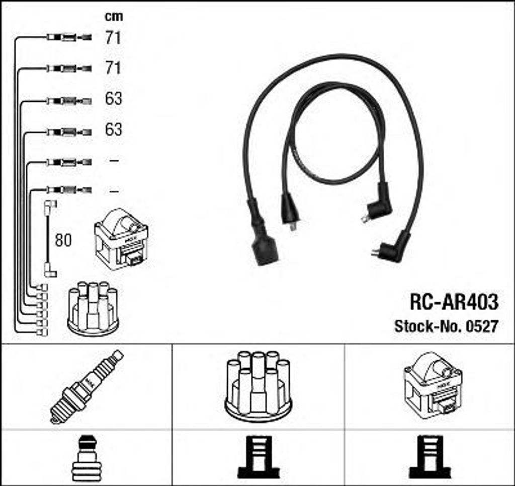 NGK 0527 Zündkabelsatz Zündleitungssatz für ALFA ROMEO 33 Produktbild 