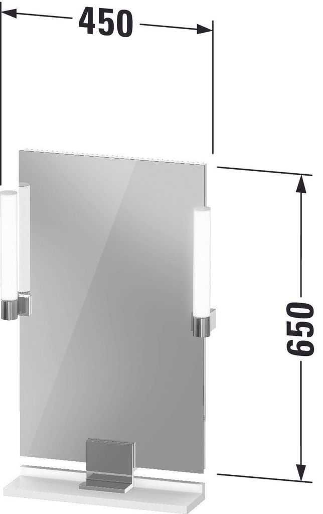 Duravit Sivida Spiegel, chrom, 450x36x650mm, Aufsatzleuchte, Sensorschalter, Netzanschluss, SV7420010180000