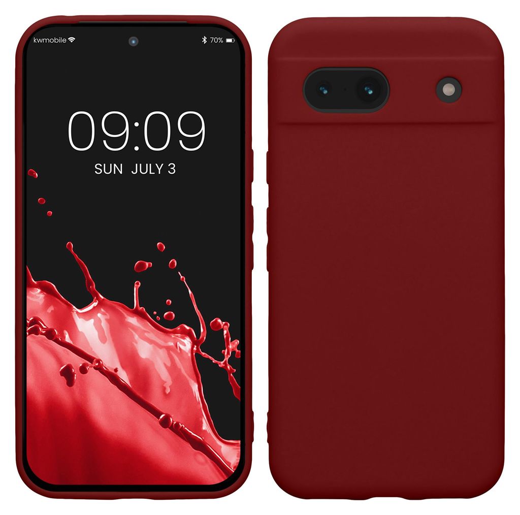 kwmobile Handyhülle für Google Pixel 8a Hülle - weiches Handy Silikon Case - Schutzhülle Cover - Rhabarber Rot