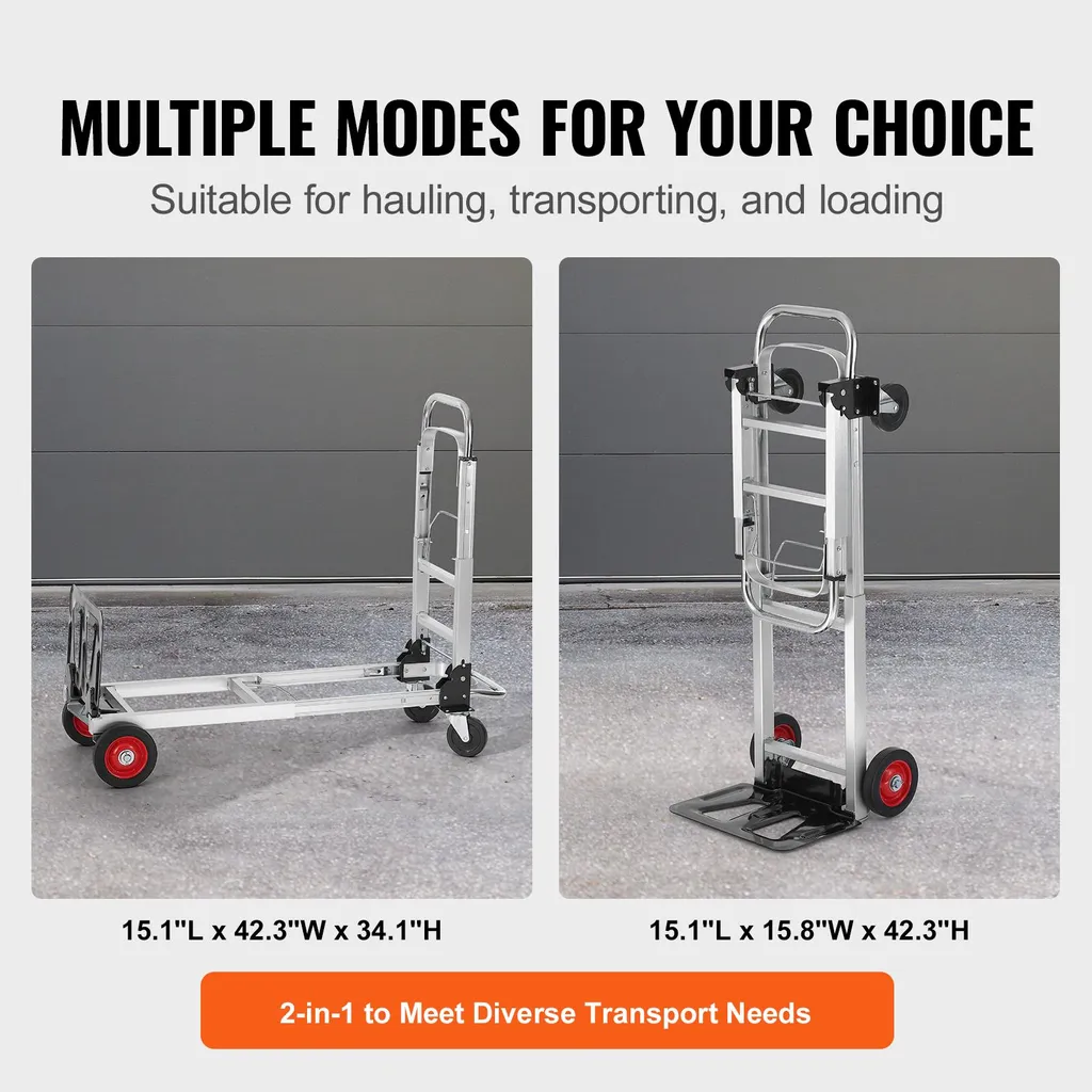 Diable de transport pliable 400 lbs robuste en acier noir modèle PRO - 6
