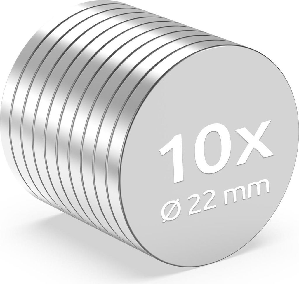 ECENCE Neodym Magnete 10 Stk. - Runde Supermagnete - Extrem Stark - Hochwertige NiCuNi-Beschichtung