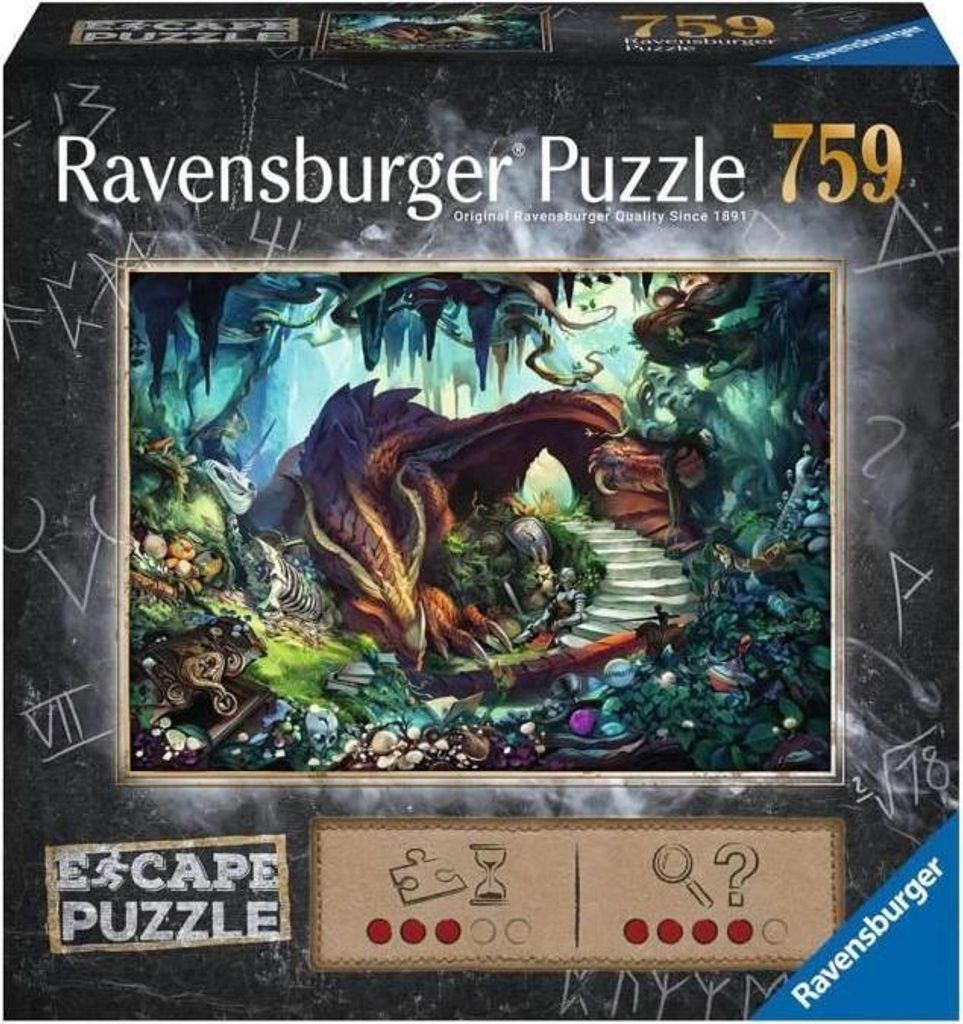 Puzzle Escape, In der Drachenhöhle, Ravensburger, 759 Teile, 50 x 70 cm, Ab 12 Jahren
