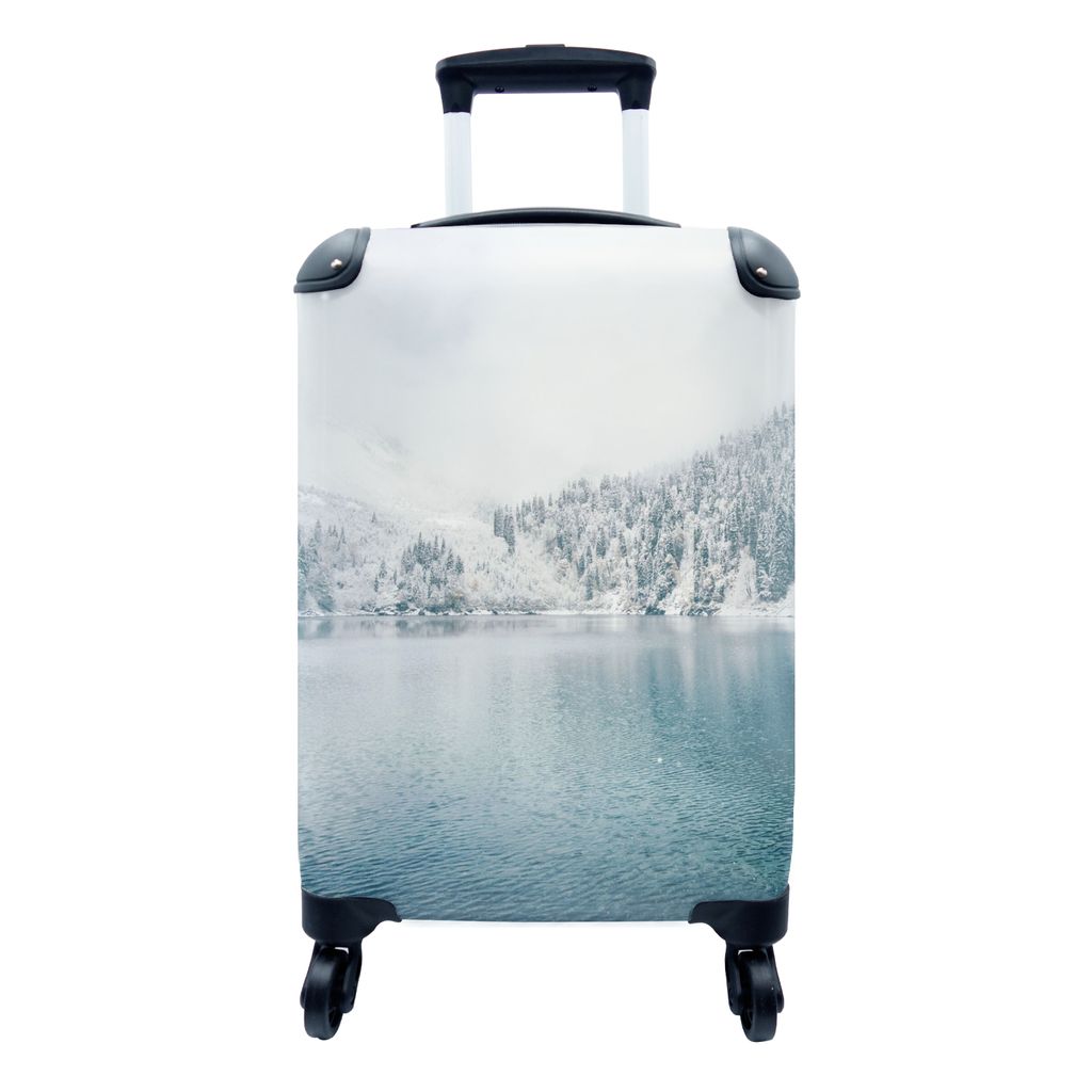 MuchoWow Koffer Handgepäck Trolley Rollkoffer Kleine Reisekoffer mit 4 Rollen - Winter - Wasser - Schnee - Cabin Size < 55x40x23 cm & 55x40x20 c...