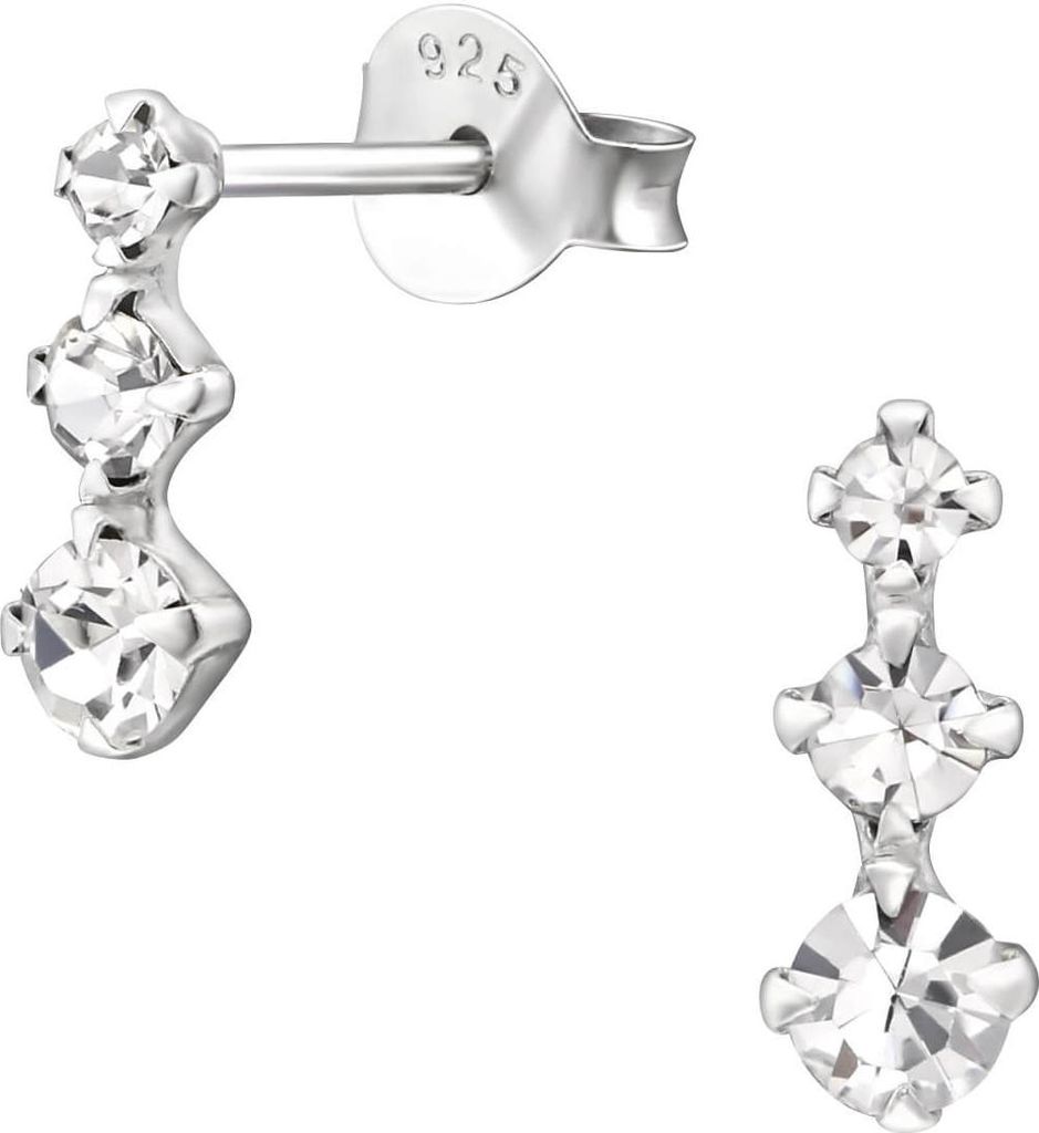 925 Sterling Silber Silberbarren-Ohrstecker mit Kristallen