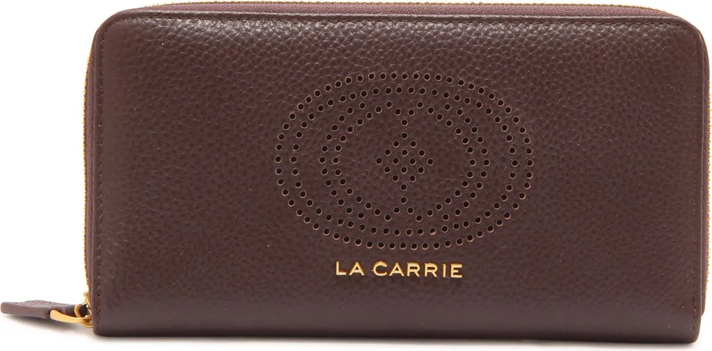 Grand Portefeuille Compagnon Femme La Carrie Marron en Simili Perforé