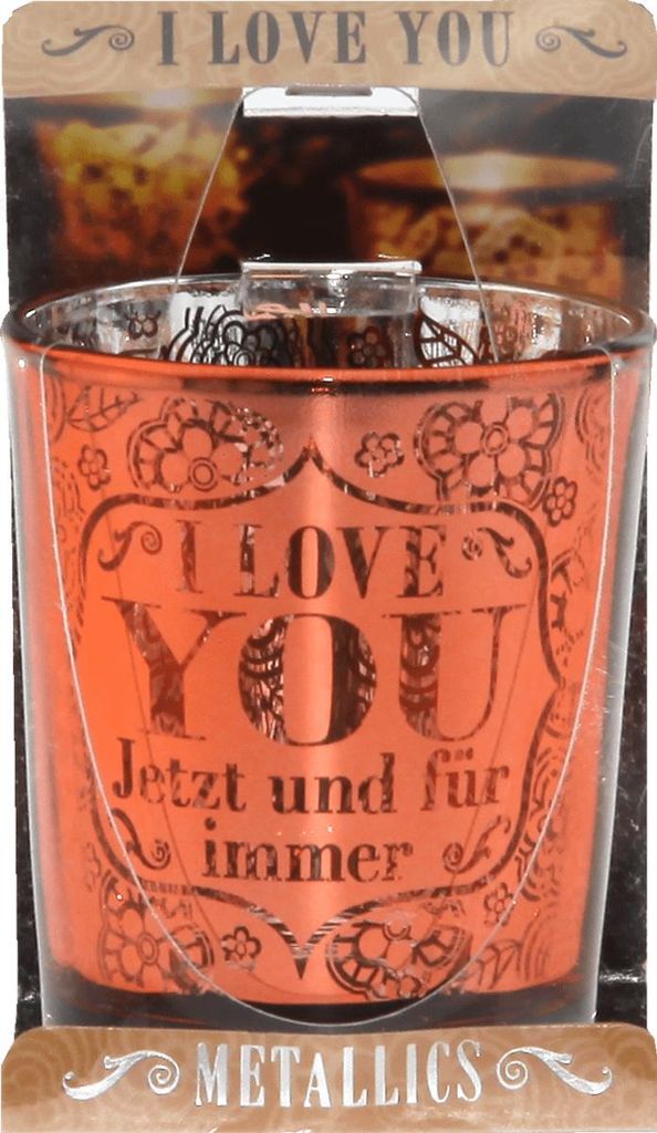Metallics persönliches Kerzenlicht mit Spruch I love you