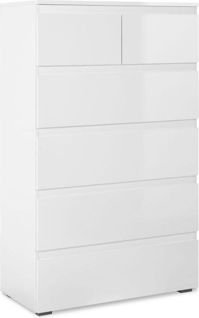 Kommode CAPETOWN – glänzend weiß – 6 Schubladen – 80 x 131,5 x 40 cm