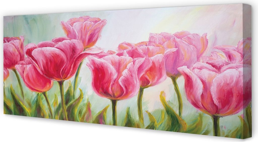 Leinwandbild 125x50 Wandkunst Bild Tulpen