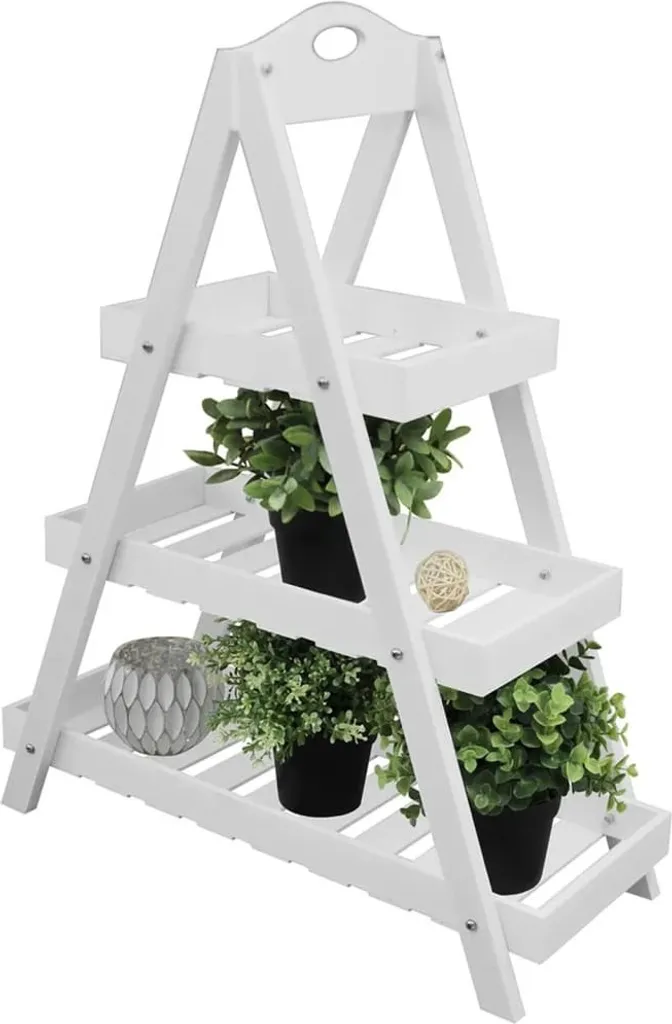 Rangement d'Angle Gain de Place 3 Niveaux ProGarden MDF Blanc Salon