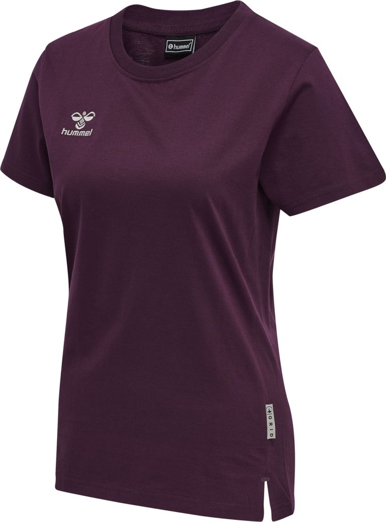 hummel hmlMOVE GRID COT. T-SHIRT S/S WOMAN - GRAPE WINE - XL