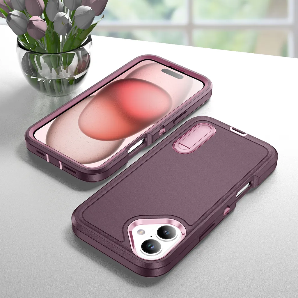 Cover Rugged iPhone 16 Viola: Test Caduta e Supporto Kickstand - 2