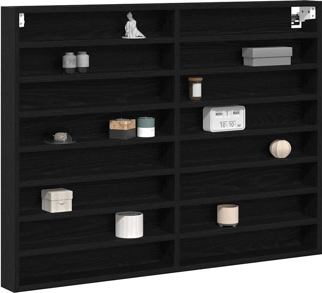 Cloris Designermöbel Vitrine Schwarz Eichen-Optik 100 x 8,5 x 75cm Holzwerkstoff - 2026Neu954159 - Wandregale