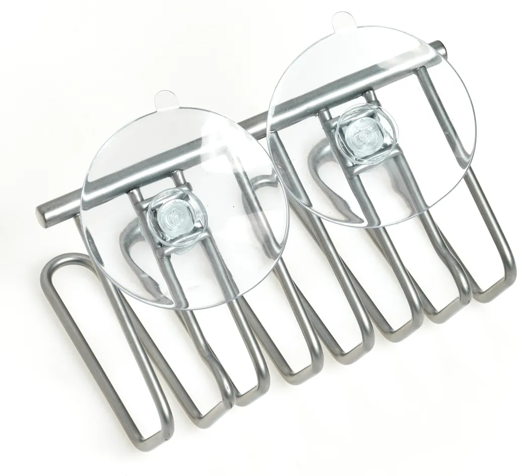 Support éponge pour évier en métal chromé avec fixation par ventouse