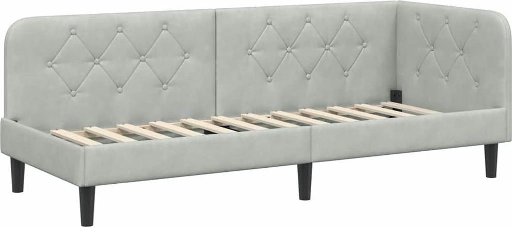 vidaXL Eckbettgestell Hellgrau 80 x 200 cm Samt
