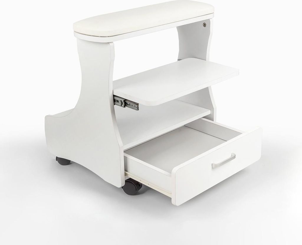 Poggiapiedi per pedicure con cuscino, cassetto e 4 ruote Immagine del prodotto 