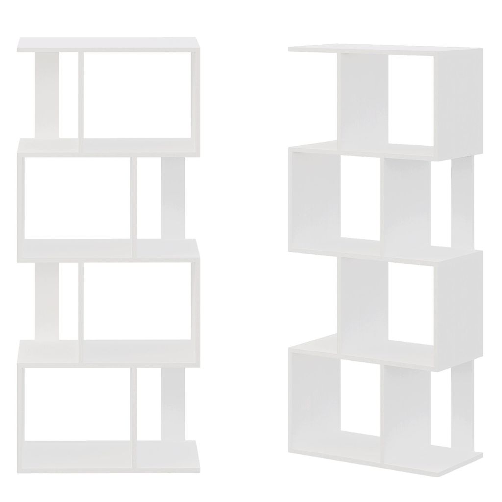 MODERNES GEOMETRISCHES ZICKZACK-REGAL – WEISS 140 cm Produktbild 