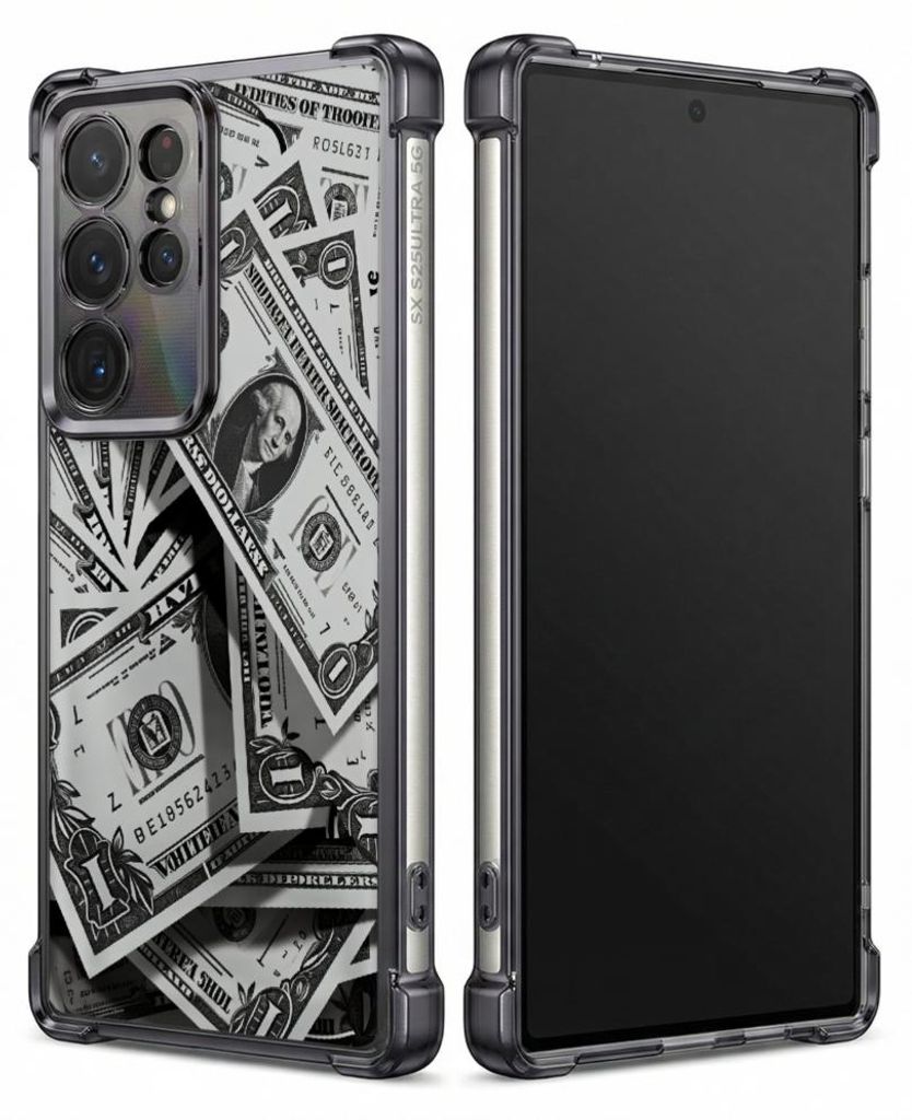 Personalisierte Hülle mit Bild für Samsung Galaxy S26 Elektroplattiert TPU Stoßdämpfer Handyhülle mit Dollar-Schein-Musterdruck