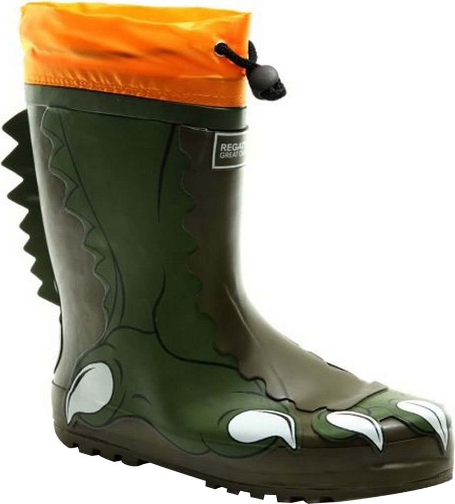 Dare 2B Kinder Mudplay Dinosaurier Gummistiefel RG4788 (33 EU) (Khaki/Gelborange)