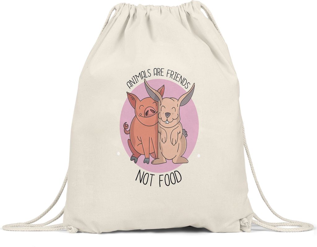 Animals Are Friends Not Food Turnbeutel Gymsack Vegan Vegetarier Plant-Based Geschenkidee Tierwohl Tierleid