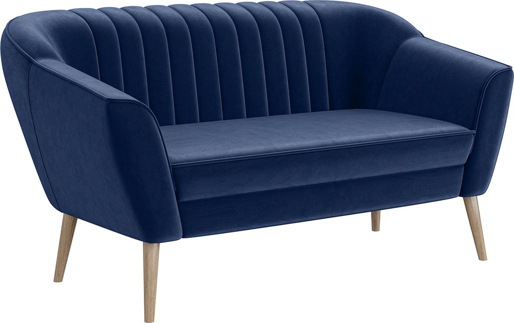 MEBLINI Mini Sofa 2-Sitzer für Wohnzimmer - Mini Lounge für zwei Personen - Küchensofa - Sofa Klein - KAIA - 2 - Blau Samt