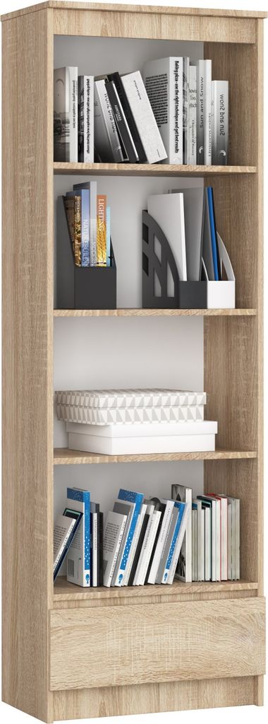 Büroregal AKORD R60 Büro-Bücherregal Sonoma-Eiche Schublade B60 x H180 x T35 cm