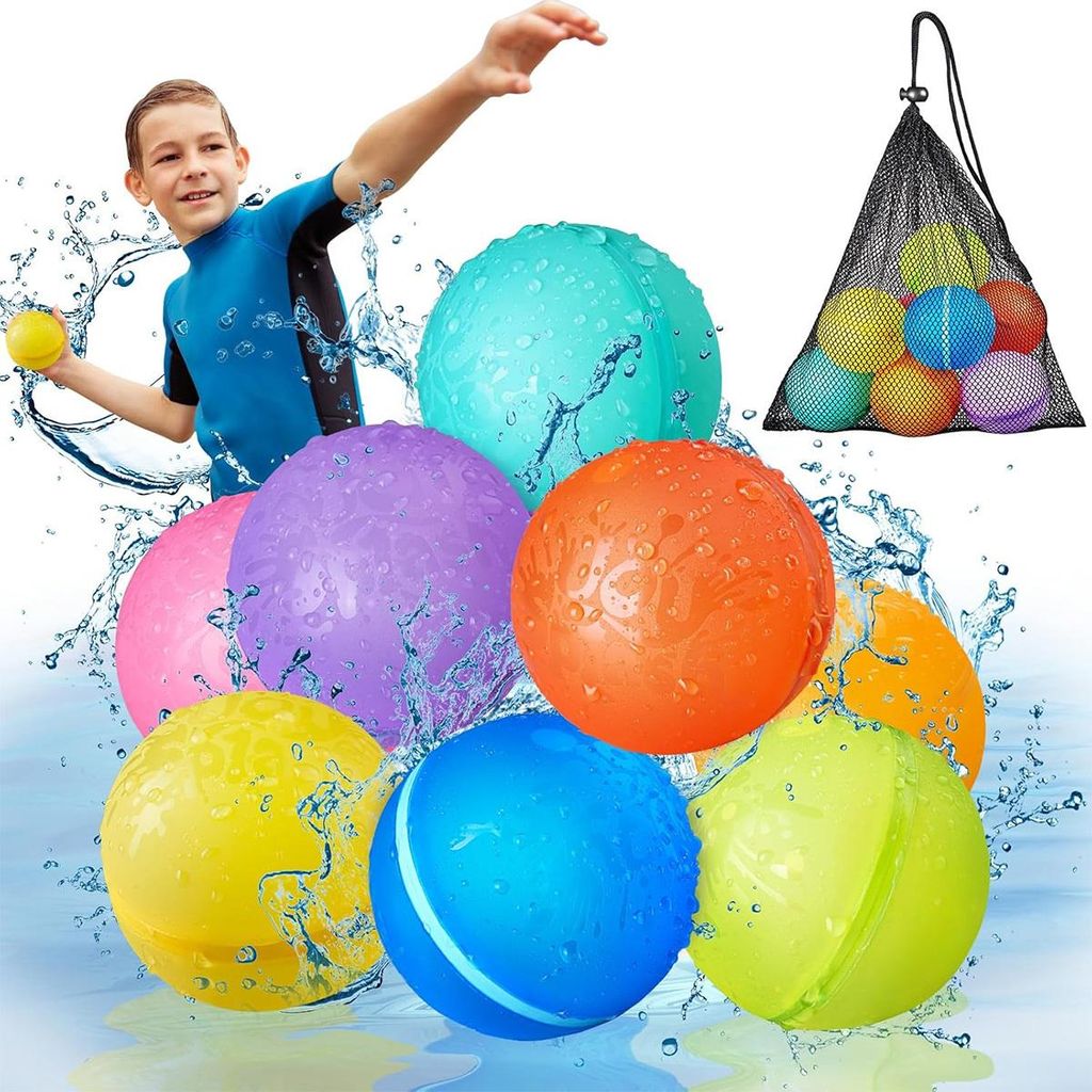 16 wiederverwendbare Wasserbomben mit selbstschließenden Magnetverschlüssen und Schnellaufblasfunktion, perfekt für Wasserspiele im Freien im So...