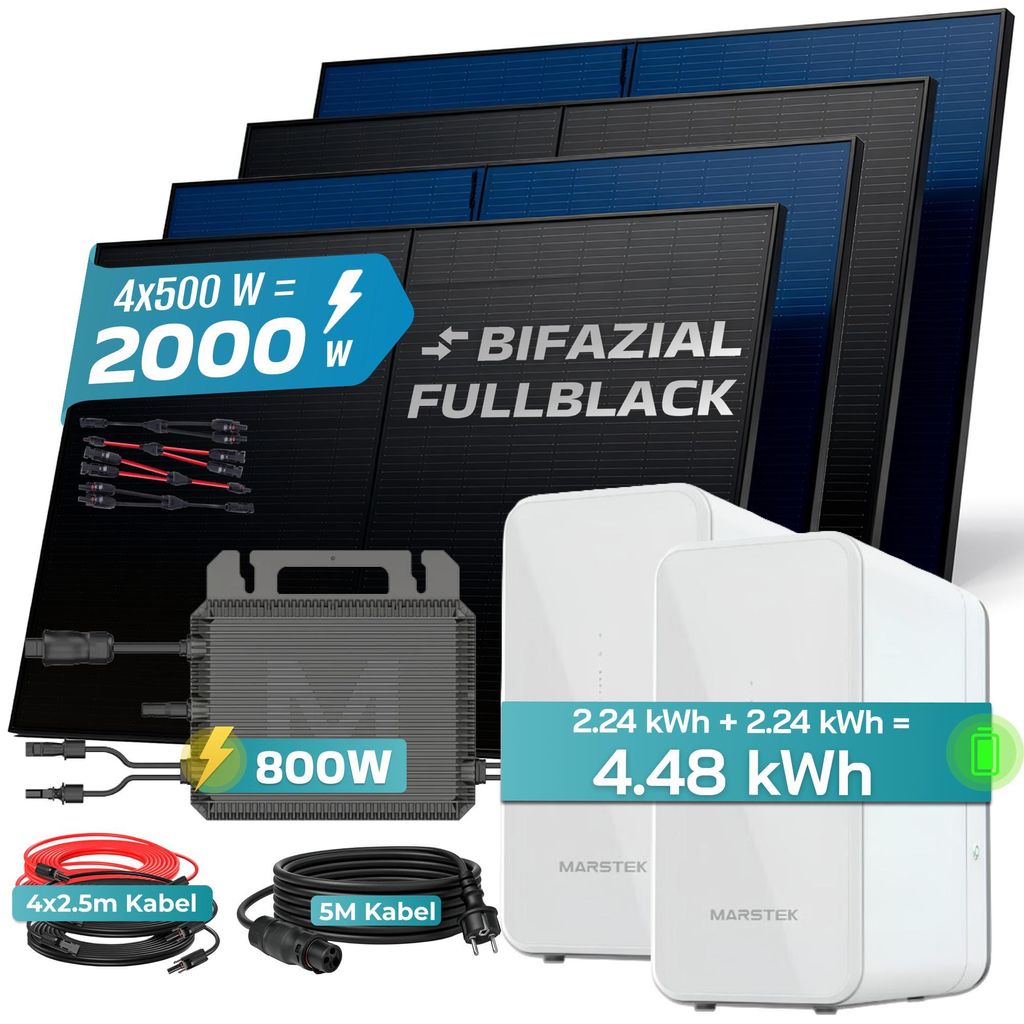 SUNNIVA® 2000W Balkonkraftwerk mit 4.48 kWh Speicher Produktbild 