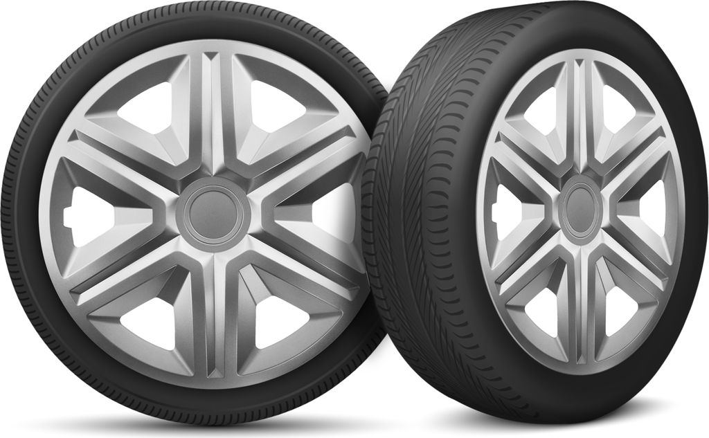 Auto Radkappen Radzierblenden 4er Set passend für alle Stahlfelgen - einstellbarer Sicherungsring - 14 Zoll - Silber