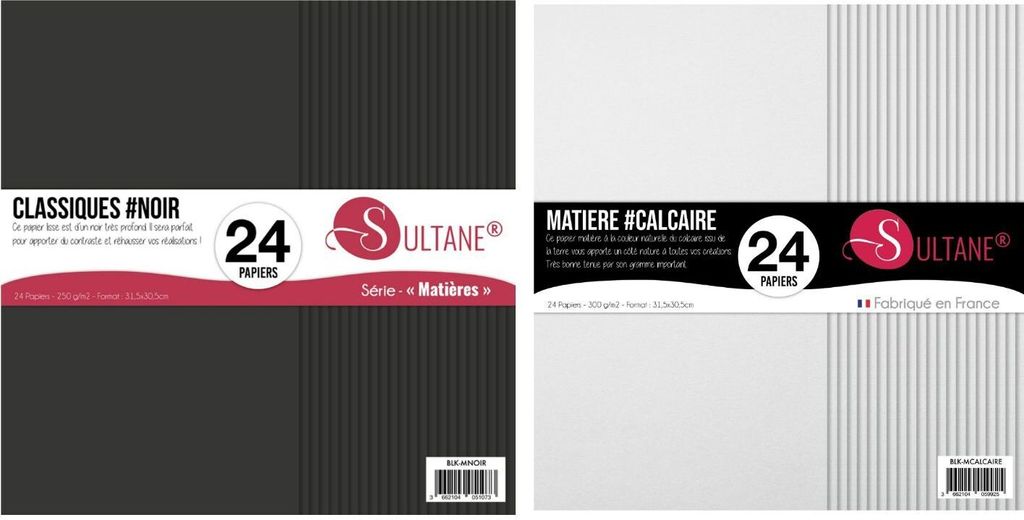 48 Scrapbooking-Papierpakete Schwarz + Weiß - 300 g/m2, H: 30,5 cm