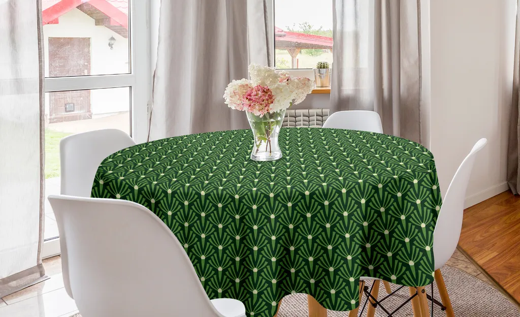 Tovaglia Circolare 150cm ABAKUHAUS Foglie Moderno | Arredo Sala da Pranzo