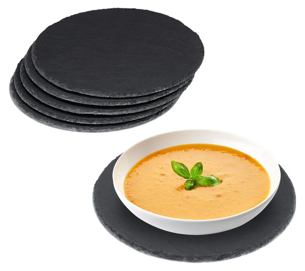 Assiette de Présentation Ardoise pour Fromage et Sushi, Lot de 6 Rondes
