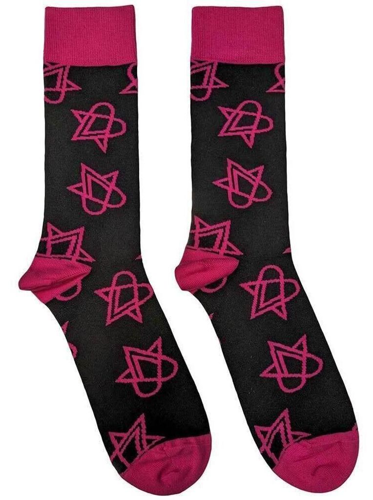 HIM Mini Pink Heartagrams Black 40-45 Socken