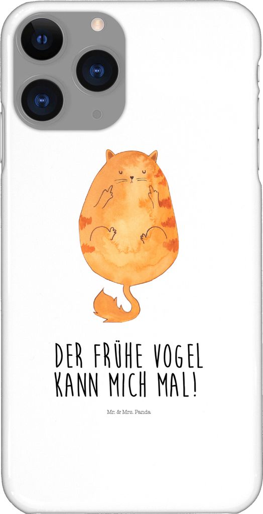 Mr. & Mrs. Panda Iphone 11 Pro Handyhülle Katze Frühaufsteher - Weiß - Geschenk, Handy Case, Premium Kunststoff, Katzen, Verschlafen, Genervt, K...