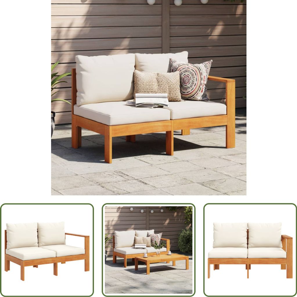The Living Store Gartensofa mit 1 Armlehne 2-Sitzer Massivholz Akazie