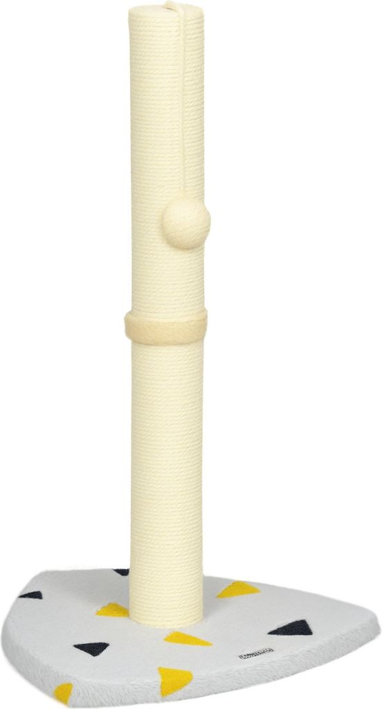 Kratzbaum, mit Spielball, kompakte Größe, robustes Juteseil, hellgrau+beige, 35 x 35 x 62 cm