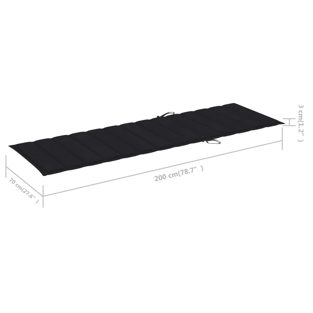 Lettino con cuscino nero Legno di pino impregnato - 6
