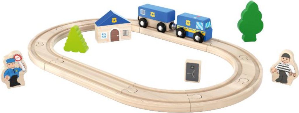 Playtive Bahnset 18-tlg. Holzspielzeug Bahnset Polizei