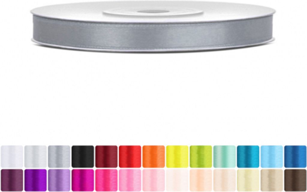 Satinband 6mm Grau - 25 Meter Rolle Geschenk- & Produktbild 