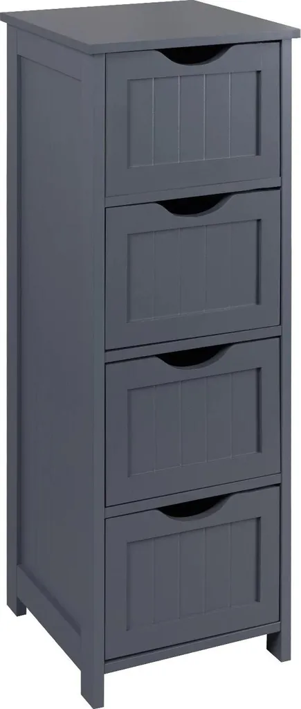 Cassettiera Bagno 4 Cassetti 30x30x81 cm Grigio MDF Salvaspazio