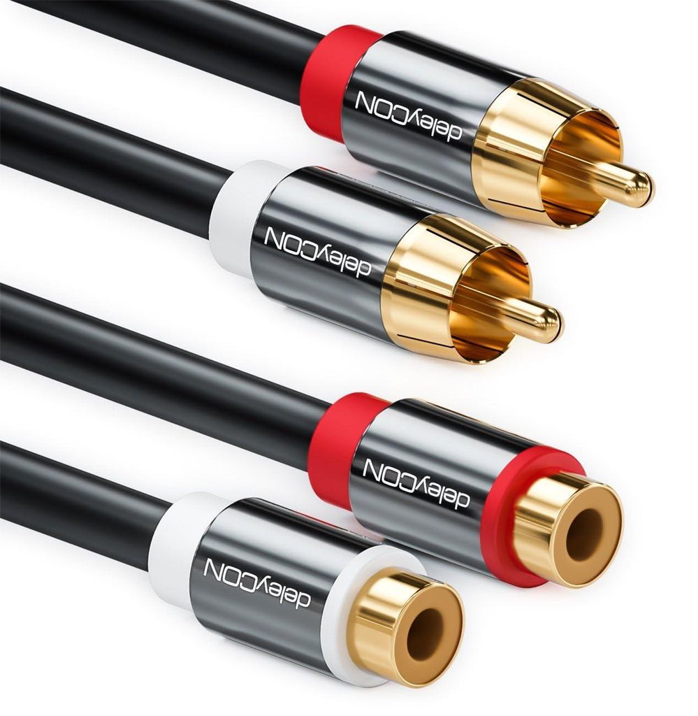 deleyCON 6m Cinch RCA Stereo Audio Verlängerungskabel 2x Produktbild 