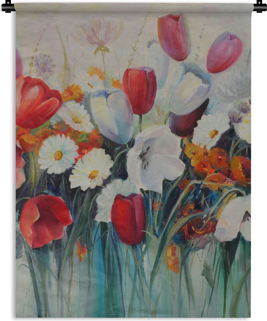 MuchoWow Wandteppich Wandbehang Malerei - Ölgemälde - Blumen 150x200 cm Tapisserie Dekoration Wandtuch - Wandaufhängung - Moderner