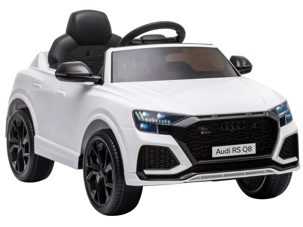 Audi RS Q8 enfant blanche sécurisée avec télécommande de contrôle