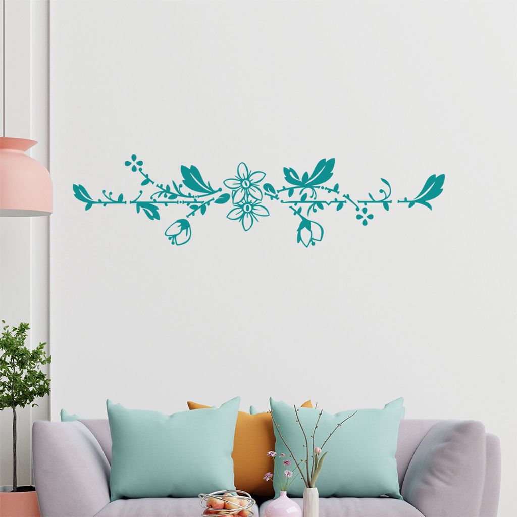 Blumenranke - Linien Wandtattoo in 6 Größen - Wandaufkleber Wall Sticker - Dekoration, Küche, Wohnzimmer, Schlafzimmer, Badezimmer