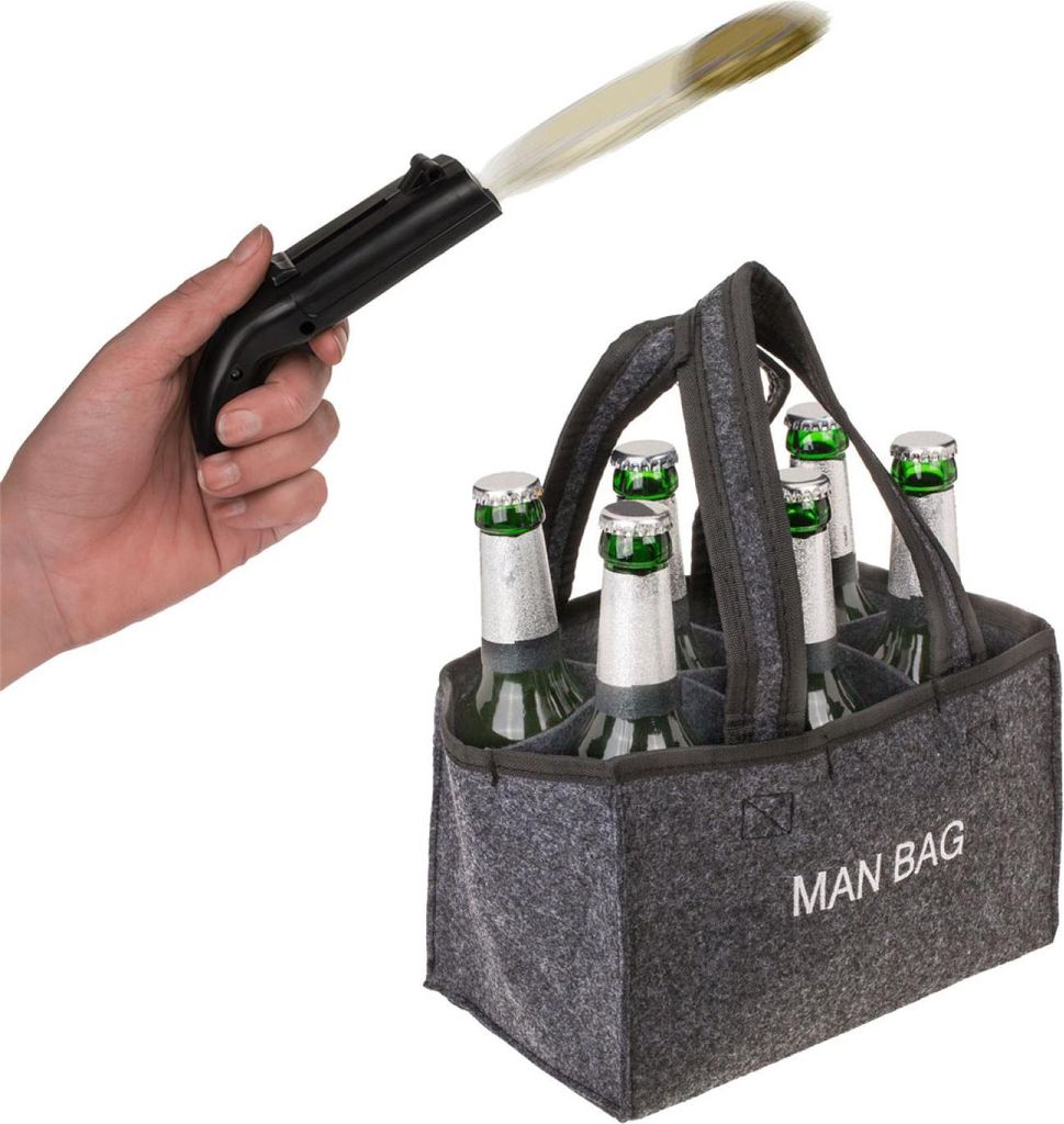 Flaschentasche mit Flaschenöffner Kronkorken schießen MAN BAG Männerhandtasche