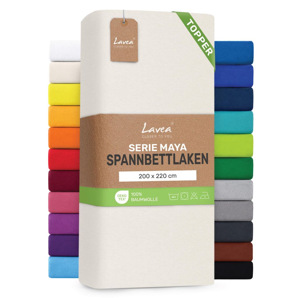 Lavea® Topper Spannbettlaken 200x220 cm, Maya 100% Jersey Produktbild 