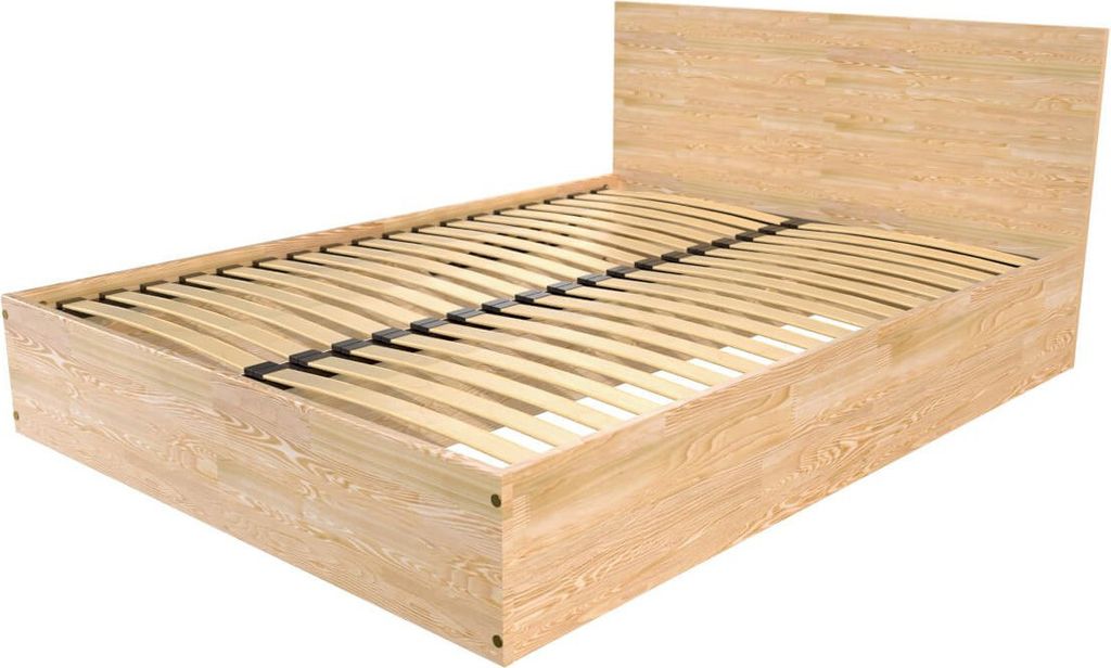 Bettkasten 2 Sitzer aus Massivholz mit Kopfteil - 140x190 - Naturlack