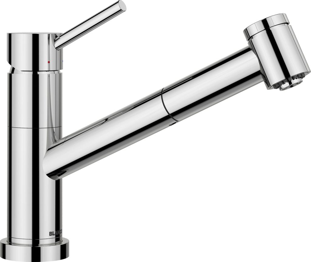 Blanco Einhebel Küchenarmatur Niederdruckarmatur mit Brause KANO-S-F chrom glänzend Fenstermontage abklappbar 527970