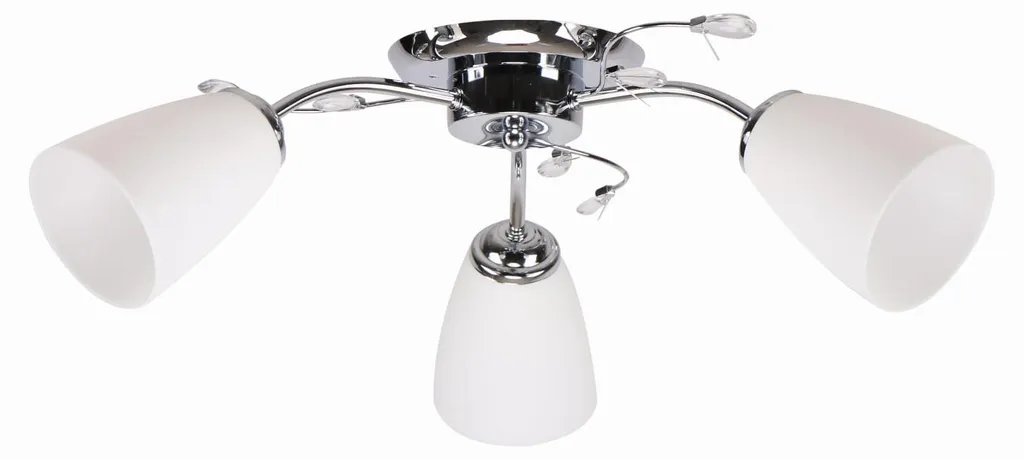 Plafonnier 3 Lumières URSELLA Blanc et Chrome - Lustre de Salon Moderne